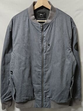 Imperial Motion Gray Denim Bomber Jacket - Casual Men's Coat sz L